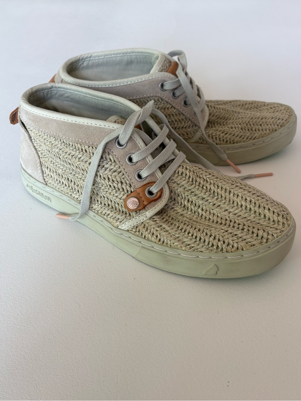 Satorisan Hamoru Woven & Leather Sneakers Shoes Lace Up Beachy Travel Size 8.5